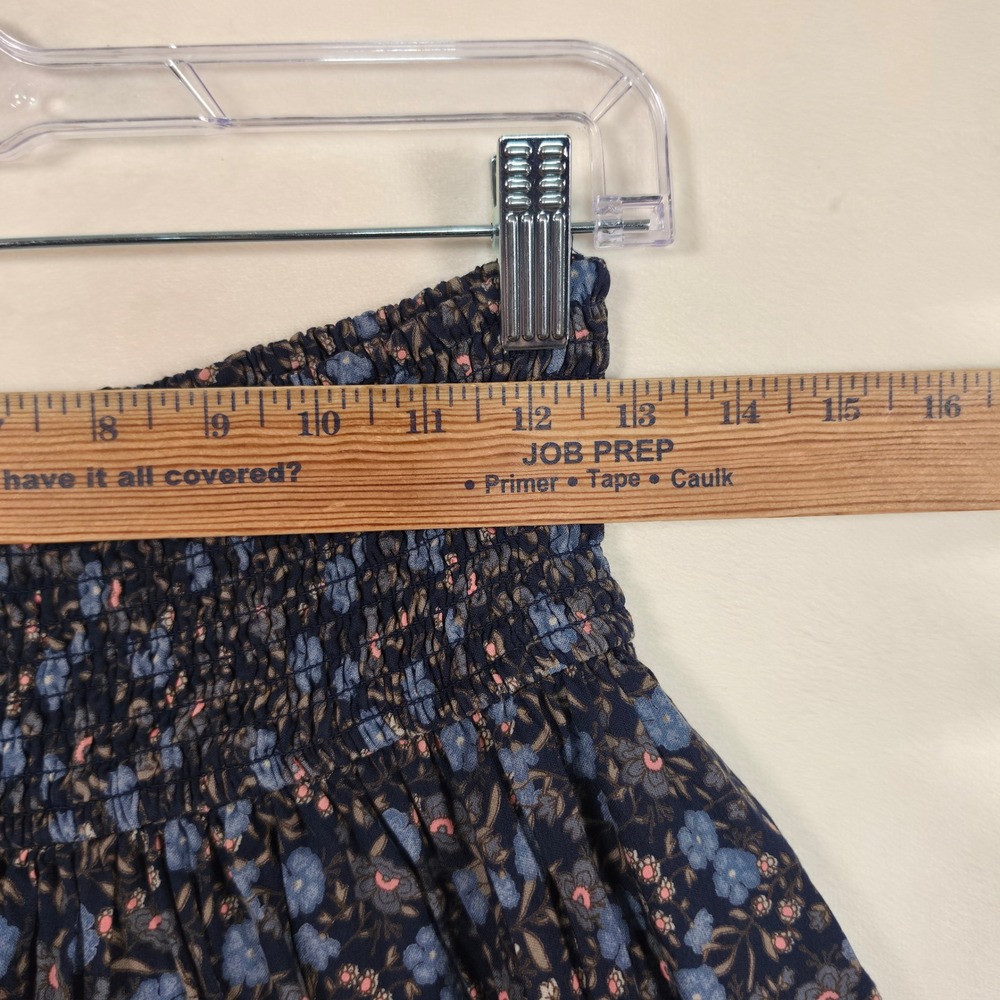 Hollister Skirt Women S Blue Floral Boho Cottage Festival Smocked Mini - Picture 3 of 12